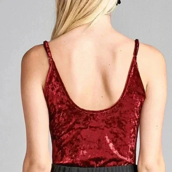 BURGUNDY VELVET BODYSUIT - Picture 3 of 4